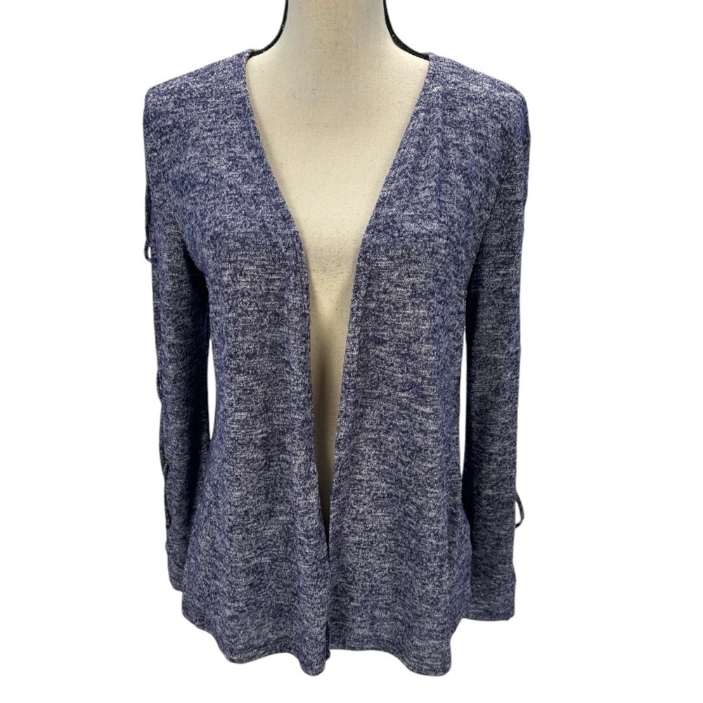 Selfie Long Lace Up Detail Sleeve Lightweight Cardigan - Blue - size Medium